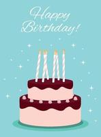 Plantilla de tarjeta de fondo abstracto feliz cumpleaños con ilustración de vector de pastel