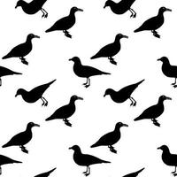 Silhouette of Water Duck on white background. Seamless Pattern. Vector Illustration