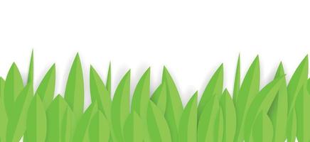 Green paper grass horizontal seamless border design. Vector Illustration