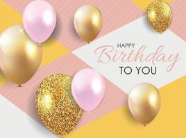 Glossy Happy Birthday Balloons Background Vector Illustration