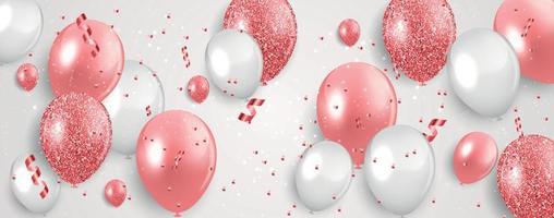 Glossy Happy Birthday Balloons Background Vector Illustration