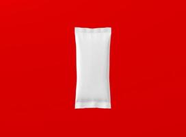 3d rendering blank white snack bars isolated on red background. fit for your design project. photo