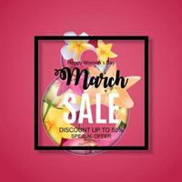 Womens Day, 8 March Sale  Spring design with Flower. Vector  Illustration