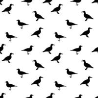 Silhouette of Water Duck on white background. Seamless Pattern. Vector Illustration