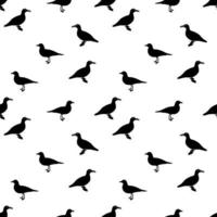 Silhouette of Water Duck on white background. Seamless Pattern. Vector Illustration