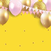 Glossy Happy Birthday Balloons Background Vector Illustration