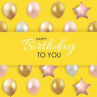 Glossy Happy Birthday Balloons Background Vector Illustration