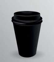 Black paper cup for hot coffee. Vector Illustration