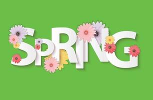 Hello Spring Banner Greetings Design  Background with Colorful Flower Elements. Vector illustration