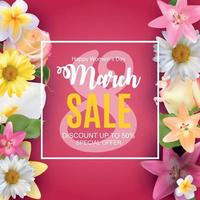Womens Day, 8 March Sale  Spring design with Flower. Vector  Illustration