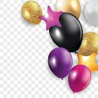 Glossy Happy Birthday Concept with Balloons isolated on transparent background. Vector Illustration