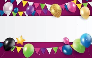 Glossy Happy Birthday Balloons Background Vector Illustration