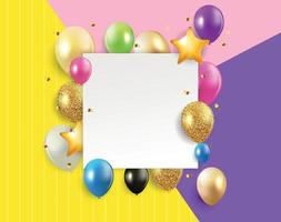 Glossy Happy Birthday Balloons Background Vector Illustration