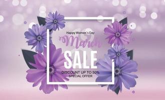 Womens Day, 8 March Sale  Spring design with Flower. Vector  Illustration