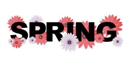 Hello Spring Banner Greetings Design  Background with Colorful Flower Elements. Vector illustration