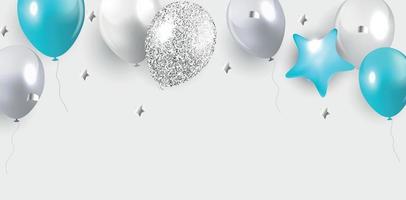 Glossy Happy Birthday Balloons Background Vector Illustration