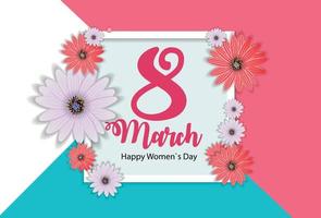 Poster International Happy Women's Day 8 March Floral Greeting card Vector Illustration