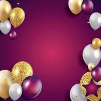 Glossy Happy Birthday Balloons Background Vector Illustration