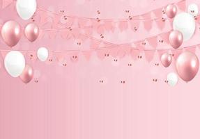 Glossy Happy Birthday Balloons Background Vector Illustration