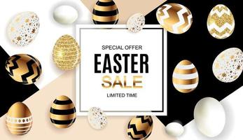 Fondo de cartel de venta lindo feliz Pascua con huevos. ilustración vectorial vector