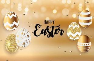 Happy Easter Cute Sale Poster  Background with Eggs. Vector Illustration