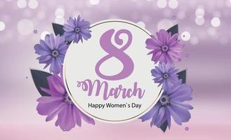 Cartel del día internacional de la mujer feliz 8 de marzo tarjeta de felicitación floral ilustración vectorial vector