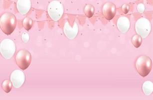 Glossy Happy Birthday Balloons Background Vector Illustration