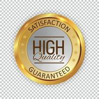 High Quality Golden Shiny Label Sign. Vector Illustration