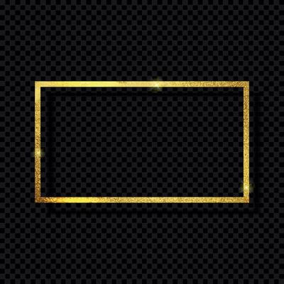 Abstract Shiny Golden Frame  Luxury  on Transparent Background. Vector Illustration