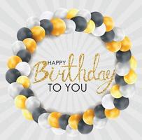 Glossy Happy Birthday Balloons Background Vector Illustration