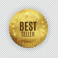 Best Seller Golden Shiny Label Sign. Vector Illustration