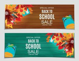 Abstract Vector Illustration Back to School Sale Background with Falling Autumn Leaves