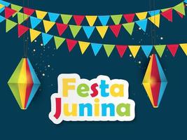 Festa Junina Background. Brazil June Festival Design for Greeting Card. Vector Illustration