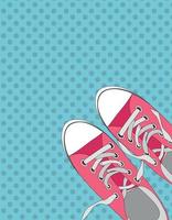 Pair of shoes on color background in Pop Art Style Vector Illustration