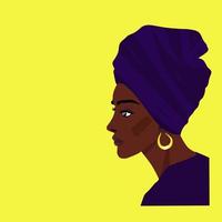 retrato de mujer afroamericana en un turbante. vector