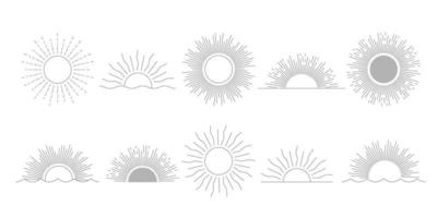 Linear boho sun logo design templates vector