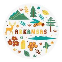 USA collection. Vector illustration of Arkansas theme. State Symbols