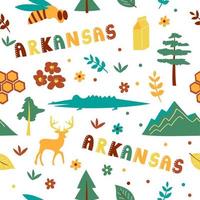 USA collection. Vector illustration of Arkansas theme. State Symbols