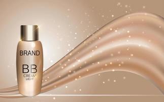 BB Cream Bottle Template for Ads or Magazine Background. 3D Realistic Vector Iillustration