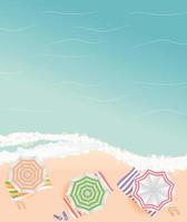 Summer Time Background. Sunny Beach in Flat Design Style Vector Illustration