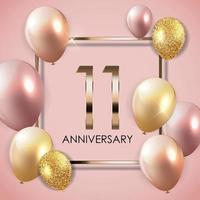 Template 11 Years Anniversary Background with Balloons Vector Illustration