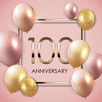 Template 100 Years Anniversary Background with Balloons Vector Illustration