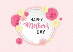 Happy Mother Day Cute Background with Flowers. Vector Illustration