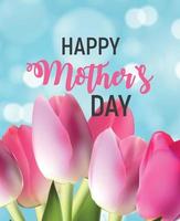 Happy Mother Day Cute Background with Flowers. Vector Illustration