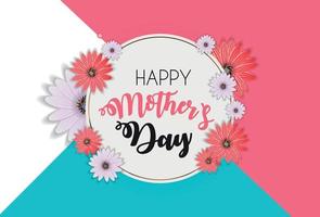 Happy Mother Day Cute Background with Flowers. Vector Illustration