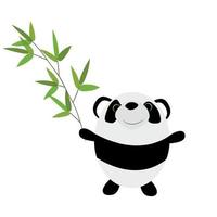 Cute Little Panda with Bamboo Leaves
