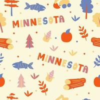 USA collection. Vector illustration of Minnesota theme. State Symbols