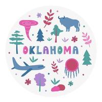 USA collection. Vector illustration of Oklahoma theme. State Symbols