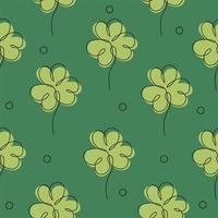 Elegant continuous line seamless pattern with clovers, design elements. vector