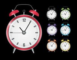 Realistic Clock Alarm Watch Set Vector Illustration